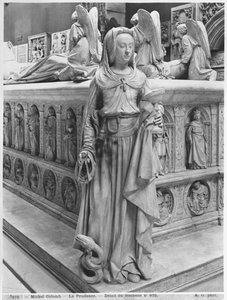 Nantes, St. Peter and St. Paul Cathedral, Tomb of Francis II, Duke of Brittany and Marguerite of Foix, detail of Prudence, 1502-07 plaster cast from marble see also 345884 bw photo